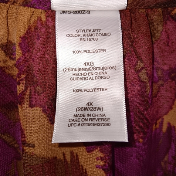 JMS women's blouse top size 4X floral purple - Picture 4 of 7